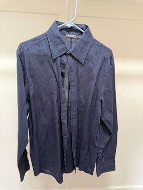 Kenneth Cole Reaction Navy Button-Up Shirt